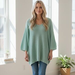 Urban Outfitters Mint Colored CottonBlend Drop Shoulder Oversized Sweater Size L